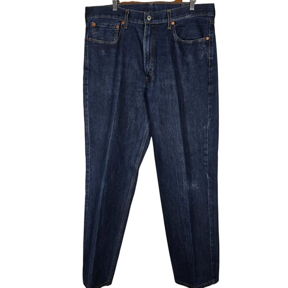 Levi's 550 Creased Straight Leg Blue Jeans Size 38X32 Denim‎ 2020 - Picture 2 of 7
